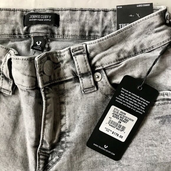 True Religion‎ Women's Jennie Mid Rise Super Skinny Jeans Size 28 Distressed - Picture 6 of 10